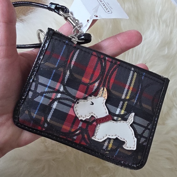 Adorable NWT Coach Signature Tartan Scotty Dog Mini Skinny ID Wallet β€οΈπβπ¦ΊπΎπ€ - Picture 13 of 16